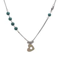 Ожерелье из нержавеющей стали , с Стеклянные бусины, Сердце, ювелирные изделия моды & Женский & отверстие, оригинальный цвет, длина:Приблизительно 18.5 дюймовый, продается PC