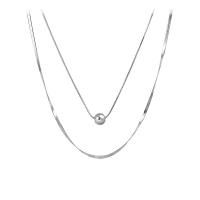Multi Layer Necklace, 314 Stainless Steel, with 1.96inch extender chain, Round, Double Layer & fashion jewelry & Unisex & snake chain, original color, Length:Approx 15.7 Inch, Sold By PC
