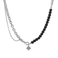 Edelstahl Schmuck Halskette, mit Glasperlen & Kristall & Zinklegierung, mit Verlängerungskettchen von 1.96inch, Geometrisches Muster, Modeschmuck & für Frau, Länge:ca. 19.6 ZollInch, verkauft von PC