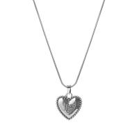 Stainless Steel Jewelry Necklace, 314 Stainless Steel, with Tibetan Style pendant, Heart, silver color plated, fashion jewelry & snake chain & for woman, Length:Approx 20 Inch, Sold By PC