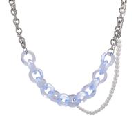 Plastik-Perlenkette, mit Kunststoff Perlen & Acryl, mit Verlängerungskettchen von 1.96inch, Modeschmuck & mehrschichtig & für Frau, Länge:ca. 17.7 ZollInch, verkauft von PC