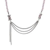 Edelstahl Schmuck Halskette, mit Kunststoff Perlen, mit Verlängerungskettchen von 1.96inch, Modeschmuck & für Frau & mit Strass, Länge:ca. 16.5 ZollInch, verkauft von PC