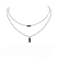 Stainless Steel Jewelry Necklace, 314 Stainless Steel, with 1.96inch extender chain, Double Layer & with letter pattern & for woman, original color, Length:Approx 16.9 Inch, Approx 14.9 Inch, Sold By PC