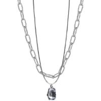Collier de bijoux en acier inoxydable, avec 1.96inch chaînes de rallonge, Double couche & bijoux de mode & unisexe, Longueur:Environ 15.7 pouce, Environ 17.7 pouce, Vendu par PC