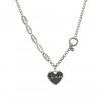 Ожерелье из нержавеющей стали , с 1.96inch наполнитель цепи, Сердце, с письмо узором & Женский & эмаль, длина:Приблизительно 17.9 дюймовый, продается PC