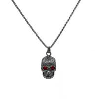 Stainless Steel Jewelry Necklace 314 Stainless Steel Skull fashion jewelry & Unisex & with rhinestone nickel lead & cadmium free Length Approx 23.6 Inch Sold By PC
