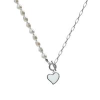 Plastic Pearl Necklace 314 Stainless Steel with Plastic Pearl Heart fashion jewelry & for woman nickel lead & cadmium free Length Approx 17.7 Inch Sold By PC