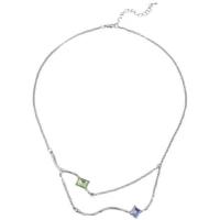 Edelstahl Schmuck Halskette, mit Verlängerungskettchen von 1.96inch, Doppelschicht & Modeschmuck & für Frau & mit Strass, frei von Nickel, Blei & Kadmium, Länge:ca. 14.9 ZollInch, verkauft von PC
