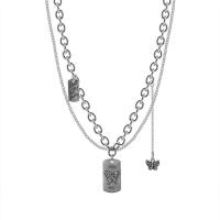 Edelstahl Schmuck Halskette, mit Zinklegierung Anhänger, mit Verlängerungskettchen von 1.96inch, Schmetterling, Doppelschicht & Modeschmuck & für Frau, frei von Nickel, Blei & Kadmium, Länge:ca. 18.9 ZollInch, verkauft von PC
