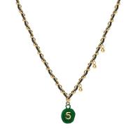 Zinklegierung Schmuck Halskette, mit PU Leder, mit Verlängerungskettchen von 1.96inch, goldfarben plattiert, Modeschmuck & mit einem Muster von Nummer & für Frau, Länge ca. 19.6 ZollInch, verkauft von PC