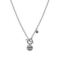 Nerezová ocel šperky náhrdelník, Flat Round, oválný řetězu & s písmenem vzorem & pro ženy, Délka Cca 25.6 inch, Prodáno By PC