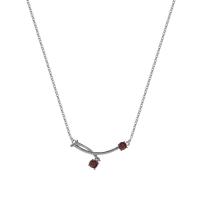 Stainless Steel Jewelry Necklace, 314 Stainless Steel, with 1.96inch extender chain, Cherry, oval chain & for woman & with rhinestone, Length:Approx 15.3 Inch, Sold By PC