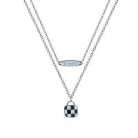 Stainless Steel Jewelry Necklace, 314 Stainless Steel, with 1.96inch extender chain, Lock, Double Layer & for woman & enamel, Length:Approx 16.9 Inch, Approx 19.6 Inch, Sold By PC