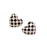 Zinc Alloy Stud Earring Heart fashion jewelry & for woman & enamel nickel lead & cadmium free 30mm Sold By Pair