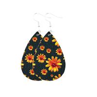 PU Leather Drop Earring, fashion jewelry & different designs for choice & for woman, 77x37mm, Sold By Pair