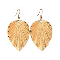 Zinc Alloy Drop Earrings Leaf gold color plated fashion jewelry & for woman nickel lead & cadmium free 49mm Sold By Pair