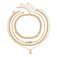 Multi Layer Necklace, Tibetan Style, with iron chain, with 2.7inch extender chain, plated, 4 pieces & fashion jewelry & for woman & with rhinestone, more colors for choice, nickel, lead & cadmium free, Length:Approx 13.8 Inch, Sold By Set