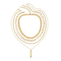 Multi Layer Necklace Zinc Alloy with iron chain with 2.7inch extender chain plated 4 pieces & fashion jewelry & for woman nickel lead & cadmium free Length Approx 21.7 Inch Sold By Set