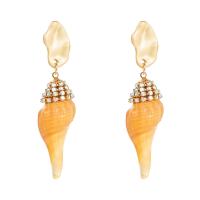 Shell Earrings, Tibetan Style, with Shell, fashion jewelry & for woman & with rhinestone, nickel, lead & cadmium free, 60x15mm, Sold By Pair