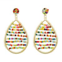 Zinc Alloy Drop Earrings with Seedbead fashion jewelry & for woman golden nickel lead & cadmium free 60mm Sold By Pair