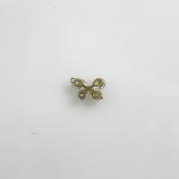 Messing Connector, Butterfly, forgyldt, Micro Pave cubic zirconia, gylden, 8.20x11.70mm, Solgt af PC