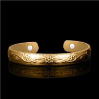 laiton bracelet manchette, avec Aimant, Placage, pour femme, doré, 170x9.40mm, Vendu par PC