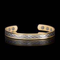 laiton bracelet manchette, avec Aimant, Placage, pour femme, doré, 170x8mm, Vendu par PC