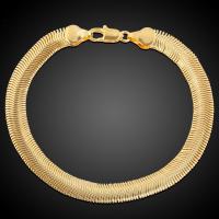 Brass Bracelet & Bangle, brass lobster clasp, plated, Unisex, golden, 8mm, Length:21 cm, Sold By PC
