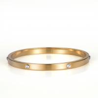 metal Brazalete, chapado, para mujer & con diamantes de imitación, dorado, 5.80mm, longitud:23.5 cm, Vendido por UD