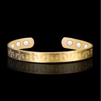 laiton bracelet manchette, avec Aimant, Placage, pour femme, doré, 8mm, Longueur 17 cm, Vendu par PC