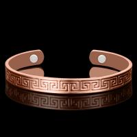 laiton bracelet manchette, avec Aimant, Placage, pour femme, couleur or rose, 7.80mm, Longueur:17 cm, Vendu par PC