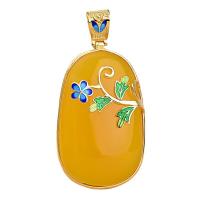 Amber Pendant with 925 Sterling Silver gold color plated mixed colors Sold By PC