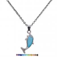 Stainless Steel Jewelry Necklace, 304 Stainless Steel, with Tibetan Style, plated, for woman & change their color according to the temperature, mixed colors, 26.30x12mm, Length:50 cm, Sold By PC