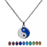 Stainless Steel Jewelry Necklace 304 Stainless Steel with Zinc Alloy epoxy gel Unisex & change their color according to the temperature mixed colors Length 50-55 cm Sold By PC