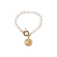 Bracelet d'acier titane, avec perle de plastique, Placage, pour femme, couleurs mélangées, Longueur:16.5 cm, Vendu par PC