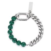Titanium Steel Bracelet & Bangle, with Malachite, Unisex, mixed colors, Sold By PC