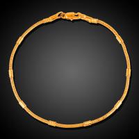 Brass Bracelet & Bangle, brass lobster clasp, plated, Unisex, golden, 2mm, Length:21 cm, Sold By PC