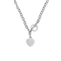 Titanstahl Halskette, Herz, unisex & Emaille, Silberfarbe, Länge:60 cm, verkauft von PC