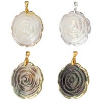 Shell Pendants, Brass, with Shell, Flower, gold color plated, fashion jewelry & DIY, more colors for choice, 35-39mm*35-39mm, Hole:Approx 4mm, 5PCs/Lot, Sold By Lot