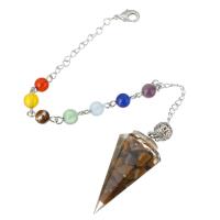Brass Pendulum with Tiger Eye fashion jewelry & for woman multi-colored Length 9.5 Inch Sold By Lot