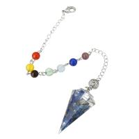 Mesing Pendulum, s Lazulit, modni nakit & za žene, multi-boji, 19x40mm, Dužina 9.5 inčni, 5računala/Lot, Prodano By Lot