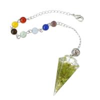 laiton Pendule, avec Olivine naturelle, bijoux de mode & pour femme, multicolore, 19x41mm, Longueur:9.5 pouce, 5PC/lot, Vendu par lot