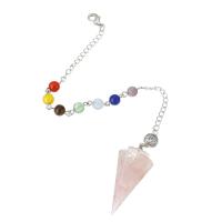 Brass Pendulum, with Rose Quartz, fashion jewelry & for woman, multi-colored, 19x41mm, Length:9.5 Inch, 5PCs/Lot, Sold By Lot