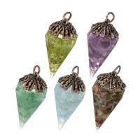 Gemstone Pendants Jewelry, Brass, with Gemstone, fashion jewelry & DIY, more colors for choice, 19x43x17mm, Hole:Approx 4mm, 5PCs/Lot, Sold By Lot