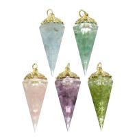 Gemstone Pendants Jewelry, Brass, with Gemstone, gold color plated, fashion jewelry & DIY, more colors for choice, 19x43x17mm, Hole:Approx 4mm, 5PCs/Lot, Sold By Lot