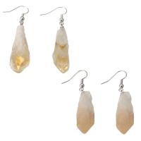 Natural Quartz Earrings Brass with Citrine fashion jewelry & for woman Sold By Lot