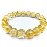 Bracelets quartz, perles de citrine, Rond, unisexe & normes différentes pour le choix, Jaune, Vendu par 18 cm brin