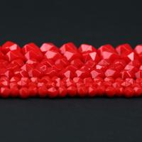Jade Red Kraal, Rhombus, gepolijst, Gesneden ster & DIY & verschillende grootte voor keus, rood, Per verkocht Ca 15 inch Strand