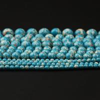 Impression Jaspis Perle, rund, DIY & verschiedene Größen vorhanden, blau, verkauft per ca. 15 ZollInch Strang