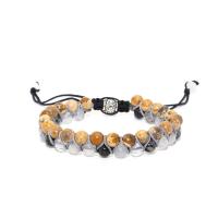 Gemstone Woven Ball Bracelets Natural Stone with Zinc Alloy Round & Unisex 6mm Length Approx 7.09 Inch Sold By PC